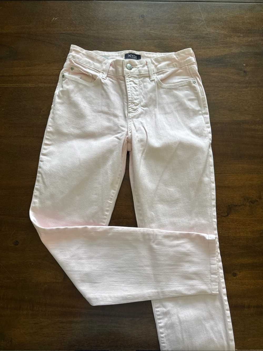 NYDJ Sz 2 Alina Convertible Ankle Jeans Light Pink Stretch Cotton Denim